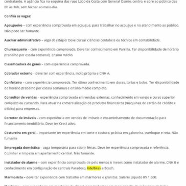 Confira as vagas do Sine Pelotas para esta segunda-feira- Diário Popular