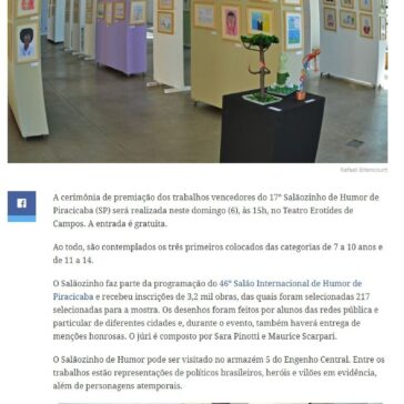 Piracicaba: Cerimônia premia trabalhos do Salãozinho de Humor neste domingo – Z1 Portal de Notícias