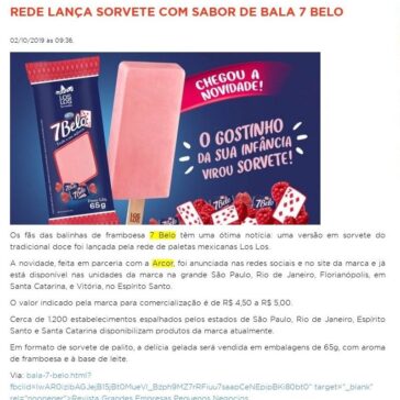 Rede lança sorvete com sabor de bala 7 Belo – Rádio 98FM