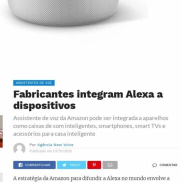 Fabricantes integram Alexa a dispositivos- NewVoice
