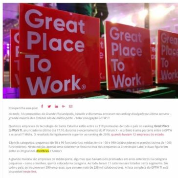 Quais são as empresas de tecnologia de Santa Catarina na lista dos melhores locais para trabalhar- SC Inova