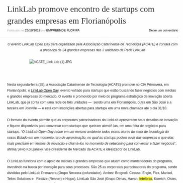 LinkLab promove encontro de startups com grandes empresas em Florianópolis- Empreendefloripa