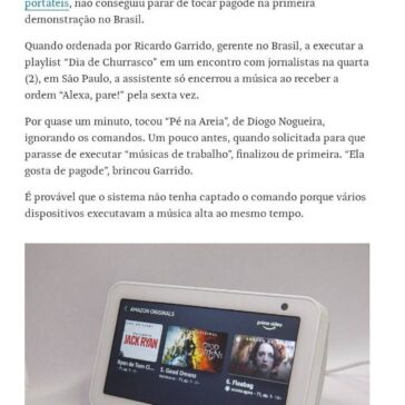 Amazon lança versão da Alexa que fala português do Brasil- Folha de S. Paulo (On-line)