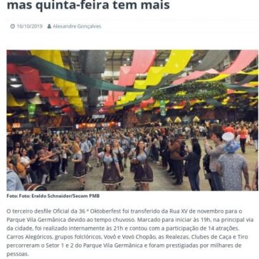 Chuva atrapalha desfile de terça-feira, mas quinta-feira tem mais- Informe Blumenau