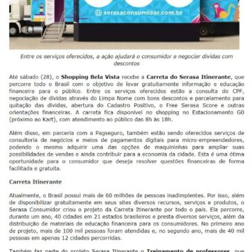 Carreta Serasa no Shopping Bela Vista segue até sábado (28) – Diga, Salvador!