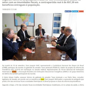 CNBB pede supressão de texto que propõe o fim de imunidade a filantrópicas na PEC 6/2019 – Diocese de Guarapuava