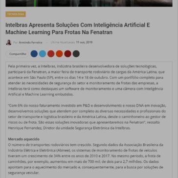 Intelbras Apresenta Soluções Com Inteligência Artificial E Machine Learning Para Frotas Na Fenatran- Blog do Armindo