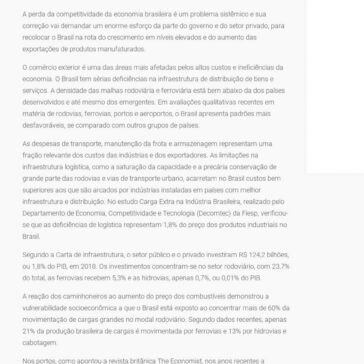 Infraestrutura e comércio exterior- Instituto Millenium