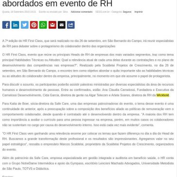 Habilidades técnicas e atitudes do colaborador dentro das empresas serão abordados em evento de RH- SEGS