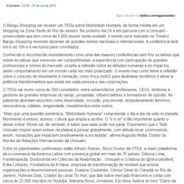 Bangu recebe pela primeira vez em shopping center o TEDx – Monitor Mercantil (On-line)
