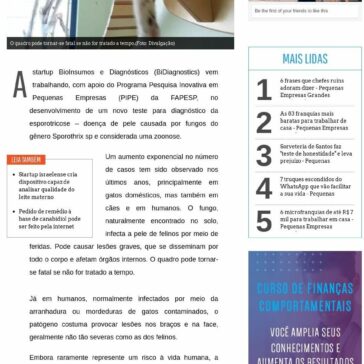 Startup cria teste para detectar doença que atinge gatos e humanos- Pequenas Empresas Grandes Negócios