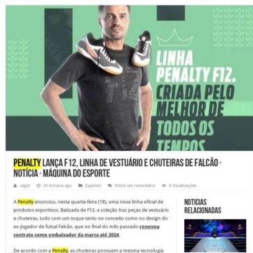 Penalty lança F12, linha de vestuário e chuteiras de Falcão · Notícia · Máquina do Esporte- Dica do Tio