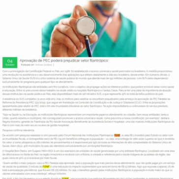 Aprovação de PEC poderá prejudicar setor filantrópico – Sindessmat