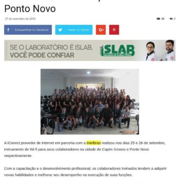 iConect Provedor de Internet realizou treinamento de Wi-Fi para seus colaboradores em Capim Grosso e Ponto Novo- Bonfim Notícias