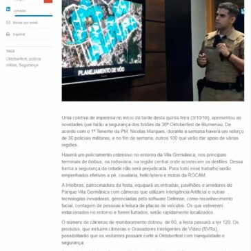 Tecnologias com leitura facial e de placas, 130 PM’s, fazem parte da segurança da Oktoberfest- O Blumenauense