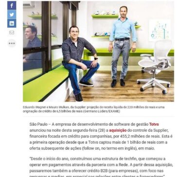 Totvs adquire financeira Supplier por R$ 455 milhões- Exame.com