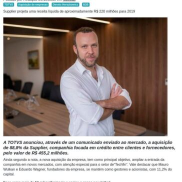 TOTVS paga R$ 455 milhões por Supplier -Portal ERP