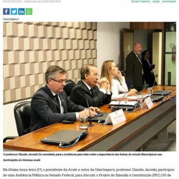 Reitor da Unochapecó discute a PEC Paralela em Audiência no Senado Federal – Lê Notícias