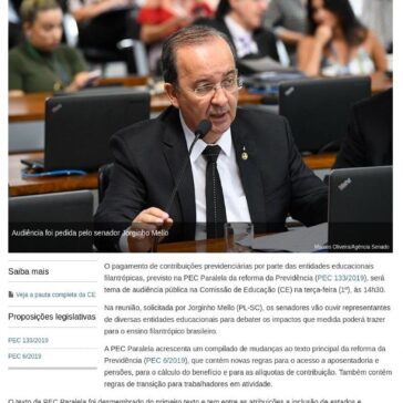 Impacto da PEC Paralela para ensino filantrópico será discutido na CE – Senado Federal