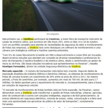 INTELBRAS APRESENTA SOLUÇÕES COM INTELIGÊNCIA ARTIFICIAL E MACHINE LEARNING PARA FROTAS- Portal Mecânica Online