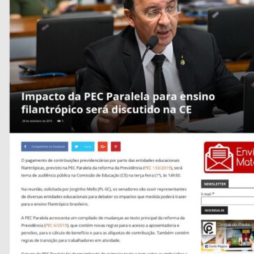 Impacto da PEC Paralela para ensino filantrópico será discutido na CE – Central da Pauta