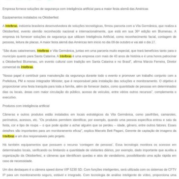 Intelbras é parceira da Oktoberfest 2019 de Blumenau- SEGS