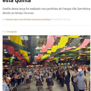 Quarto desfile oficial da 36ª Oktoberfest está marcado para esta quinta- Agora Joinville