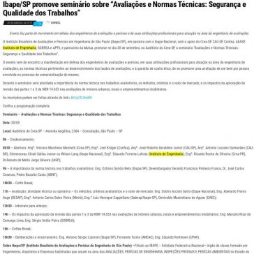 Ibape/SP promove seminário sobre “Avaliações e Normas Técnicas: Segurança e Qualidade dos Trabalhos”- Jornal Dia Dia