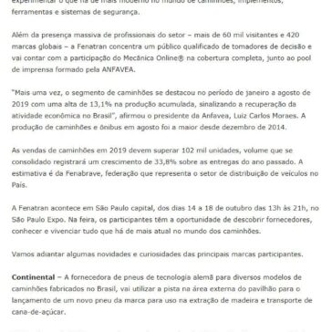FENATRAN 2019: o que esperar do maior salão de veículos comerciais da América Latina?- Portal Mecânica Online