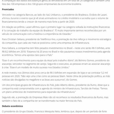 Vale, Itaú Unibanco, Bradesco e Petrobras estão entre vencedores do Empresas Mais- Isto É Dinheiro (On-line)