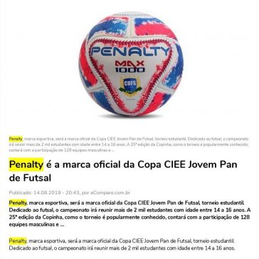 Penalty é a marca oficial da Copa CIEE Jovem Pan de Futsal- E-compare