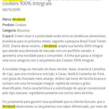 Wickbold entra no segmento de biscoitos com cookies 100% integrais – Mundo do Marketing