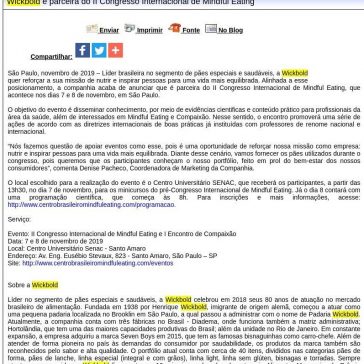Wickbold é parceira do II Congresso Internacional de Mindful Eating – Difundir