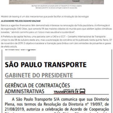Bancos sinalizam interesse na eletrificação da frota de ônibus da capital paulista e SPTrans firma convênios internacionais – Diário do Transporte