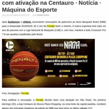 Penalty renova com NBB e celebrará com ativação na Centauro · Notícia · Máquina do Esporte- Dica do Tio