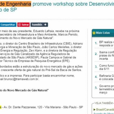 Evento: Instituto de Engenharia promove workshop sobre Desenvolvimento do Gás Natural no Estado de SP – TN Petróleo