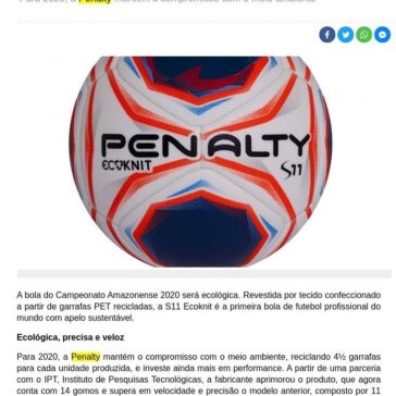 Edição de 2020 do Campeonato Amazonense terá bola ecológica – Difusora 24h
