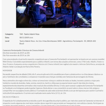 Camerata Florianópolis: Clássicos do Cinema Infantil – Fundação Catarinense de Cultura