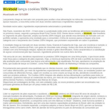 Wickbold lança cookies 100% integrais – Gastromania