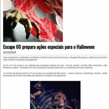 Escape 60 prepara ações especiais para o Halloween – CFNotícias