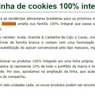 Wickbold lança linha de cookies 100% integrais – Aditivos & Ingredientes