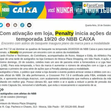 Com ativação em loja, Penalty inicia ações da temporada 19/20 do NBB CAIXA – 1 Agencia de Noticias Sonorizada Intercontinental