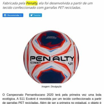 Pernambucano 2020 terá bola sustentável – Portal Nova Mais