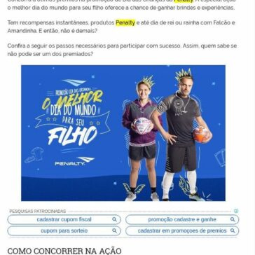 Promoção Penalty Dia das Crianças- Ofertas na Web