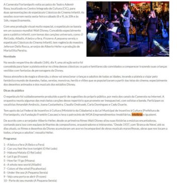 Camerata Florianópolis apresenta clássicos do cinema infantil no CIC – Fundação Catarinense de Cultura