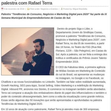 Sindilojas Caxias Departamento Jovem promove palestra com Rafael Terra – Sabe Caxias