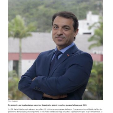 Governador Moisés é o palestrante do último almoço-debate do LIDE SC neste ano – De Olho na Ilha