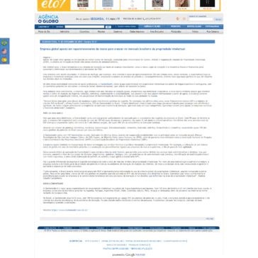 Empresa global aposta em reposicionamento de marca para crescer no mercado brasileiro de propriedade intelectual – o Globo