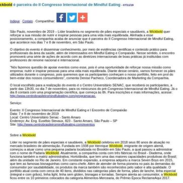 Wickbold é parceira do II Congresso Internacional de Mindful Eating – JorNow
