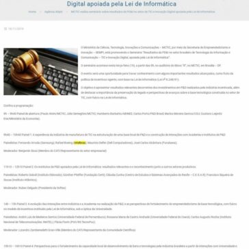 MCTIC realiza seminário sobre resultados de PD&I no setor de TIC e Inovação Digital apoiada pela Lei de Informática – ABIPTI